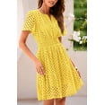 thumbnail image 3 of Vestido PRETTYGARDEN 2025 Verano Mini Amarillo de Encaje XL, 3 of 8