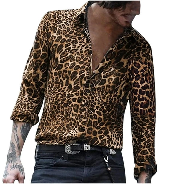 Autumn Sexy Social Men Shirt Long Sleeve Leopard Dress Slim Fit Lapel  Camisas Hombre Casual Shirt 2019 Harajuku Hiphop Tee Tops Shirts AliExpress  | Men's Casual Leopard Print Long Sleeve Shirt |