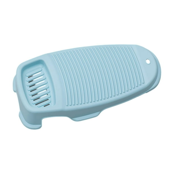 Fregadero de lavandería, lavabo con soporte para jabón, tabla de lavado de ropa práctica reutilizable y colgante para ropa de niños Azul
