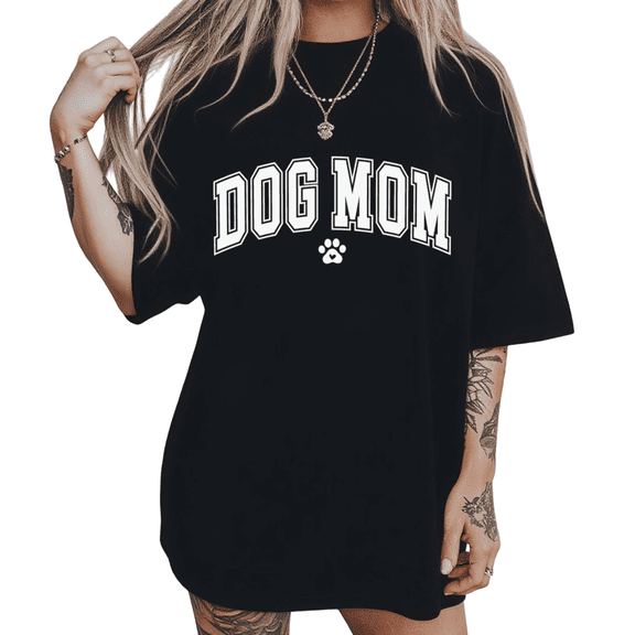 Minimalist Dog Mom Graphic Tees Black S-5XL Pet Lover Casual Shirts Print Tshirt Tops