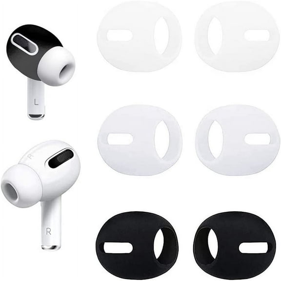 AirPod Pro 2 Ear Tips Ear Gels Anti-Slip Earuds Cover Silicone Compatible with AirPods Pro 2 【 Fit in The Charging Case 】 3 Pairs Clear/White/Black pro2cbw