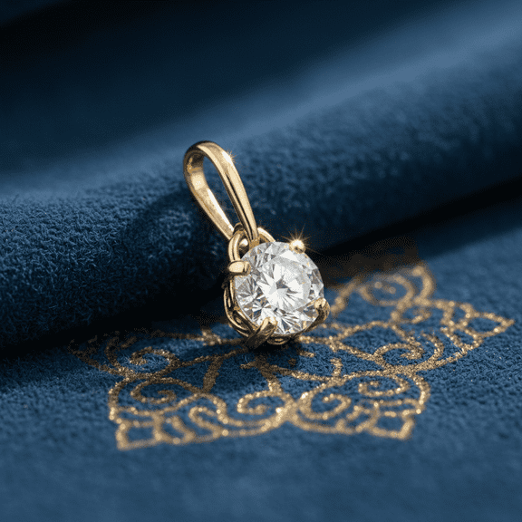 Vinali Solid 14K Yellow Gold 4.5MM Round CZ Pendant