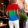 thumbnail image 4 of Wang6 Womens Plus Size Short Sleeve T Shirts Causal Loose Fit Gradient Printed Summer Tops Trendy Crew Neck Tees Shirts Red XXL, 4 of 5