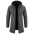 thumbnail image 2 of gbyLJF Full Zip Mid-length Hooded Jacket for Men Soft Fleece Long Sleeve Drawstring Coats Fall and Winter Casual Warm Coat With Zipper Pockets, 2 of 9