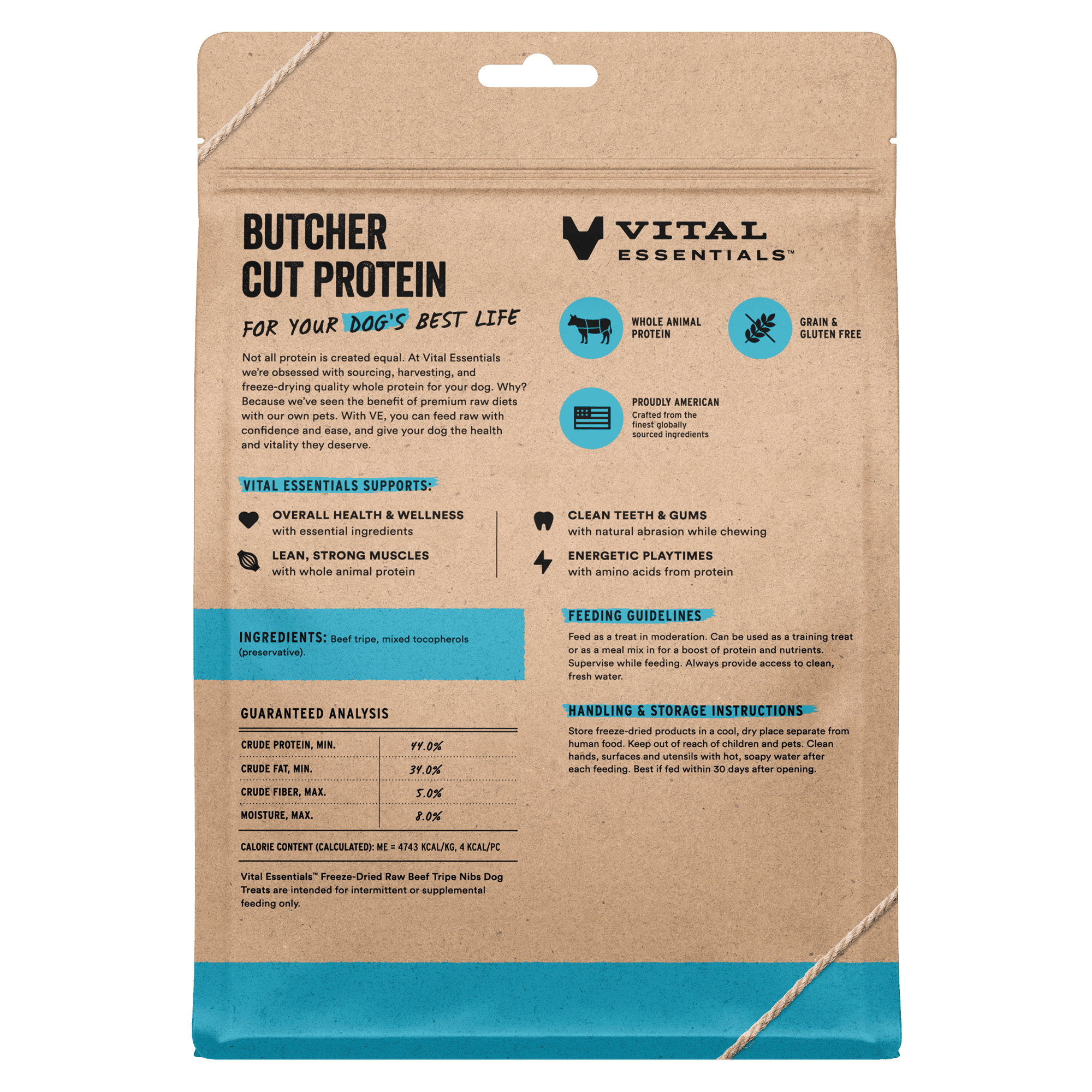 Vital Essentials Freeze Dried Dog Treats | Beef Tripe Nibs (Large Bites), Single Protein | Grain Free Training Treats for Dogs, 14 oz bag