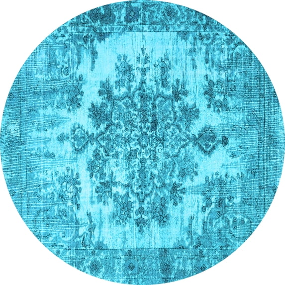 Ahgly Company Indoor Round Persian Light Blue Traditional Area Rugs, 3' Round