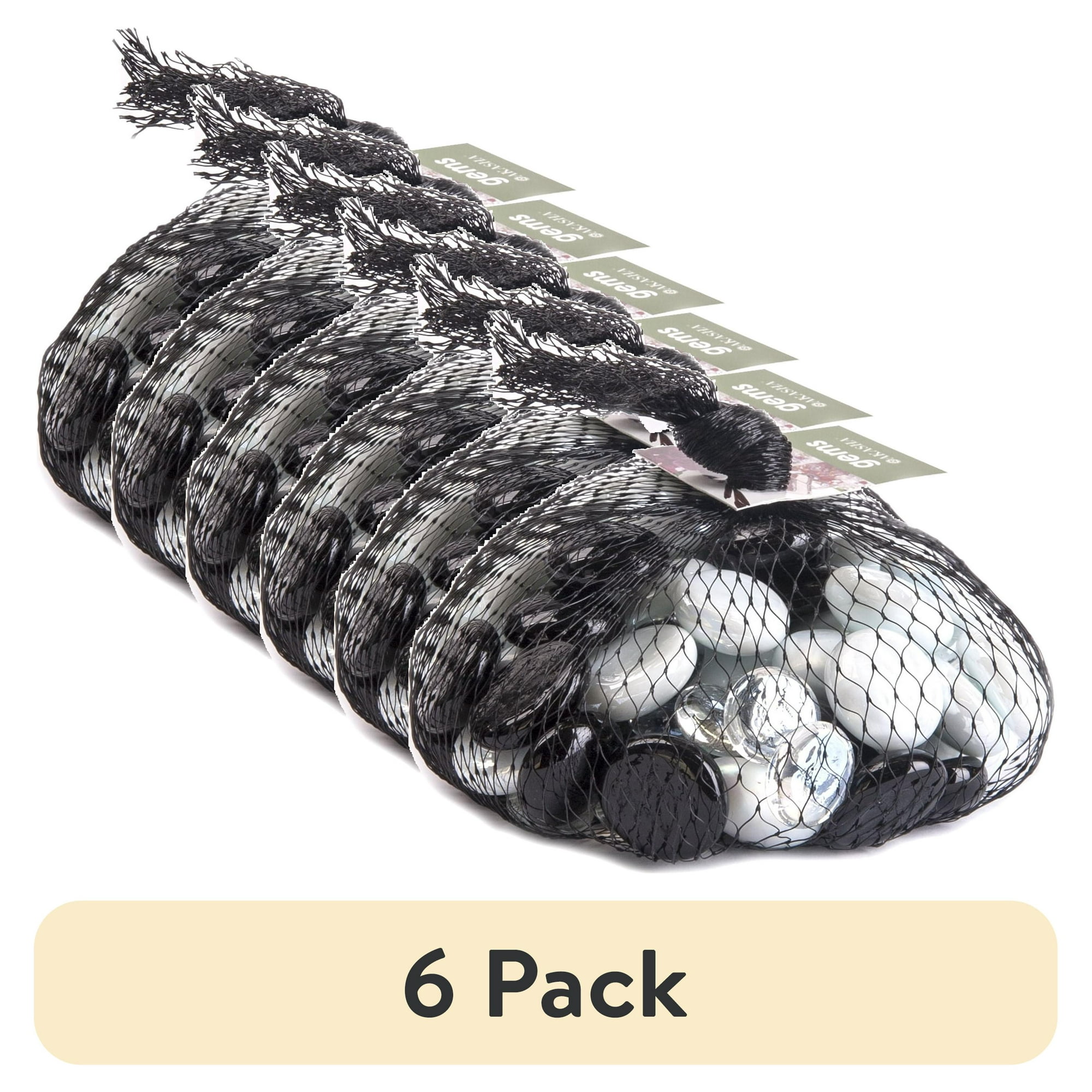 (6 pack) Panacea Products Decorative Black & White Glass Gems 12 oz. Bag