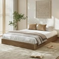 thumbnail image 1 of Full Bed Frame, Wood Platform Bed with Fluted Design, Low Profile BedFrame, Minimalist Bed Base with Noise-Free, Easy Assembly, No Box Spring Needed, Walnut, 1 of 6