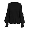 thumbnail image 3 of DuoJiaJ Sweaters for Women Crewneck Pullover Oversized Drop Shoulder Sweater Long Sleeve Classic Casual Cozy Tops Black L, 3 of 3