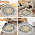 thumbnail image 2 of TEMOGU-4 Ft Round Area Rug Soft Chic Bohemian Mandala Rugs Machine Washable Non Slip Indoor Sofa Floor Area Mat Carpet for Living Room Sofa Bedroom Nursery Decor, Yellow, 2 of 4