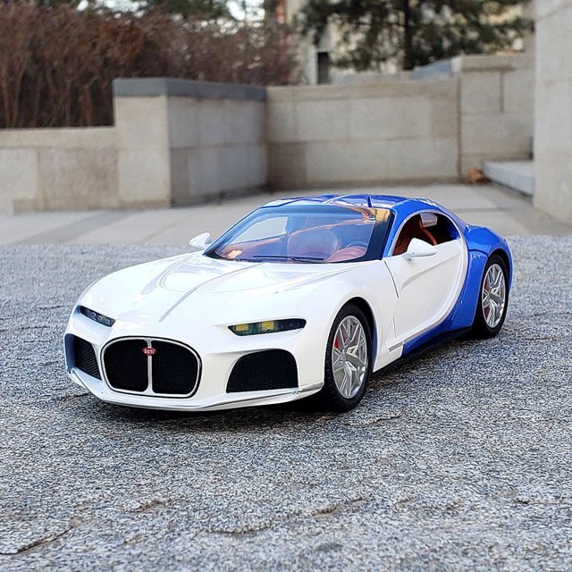 1:24 Atlantic Alloy Sports Car Model Diecasts Metal Toy Vehicles Car Model Simulation Sound Light Collection Kids Gifts white no box