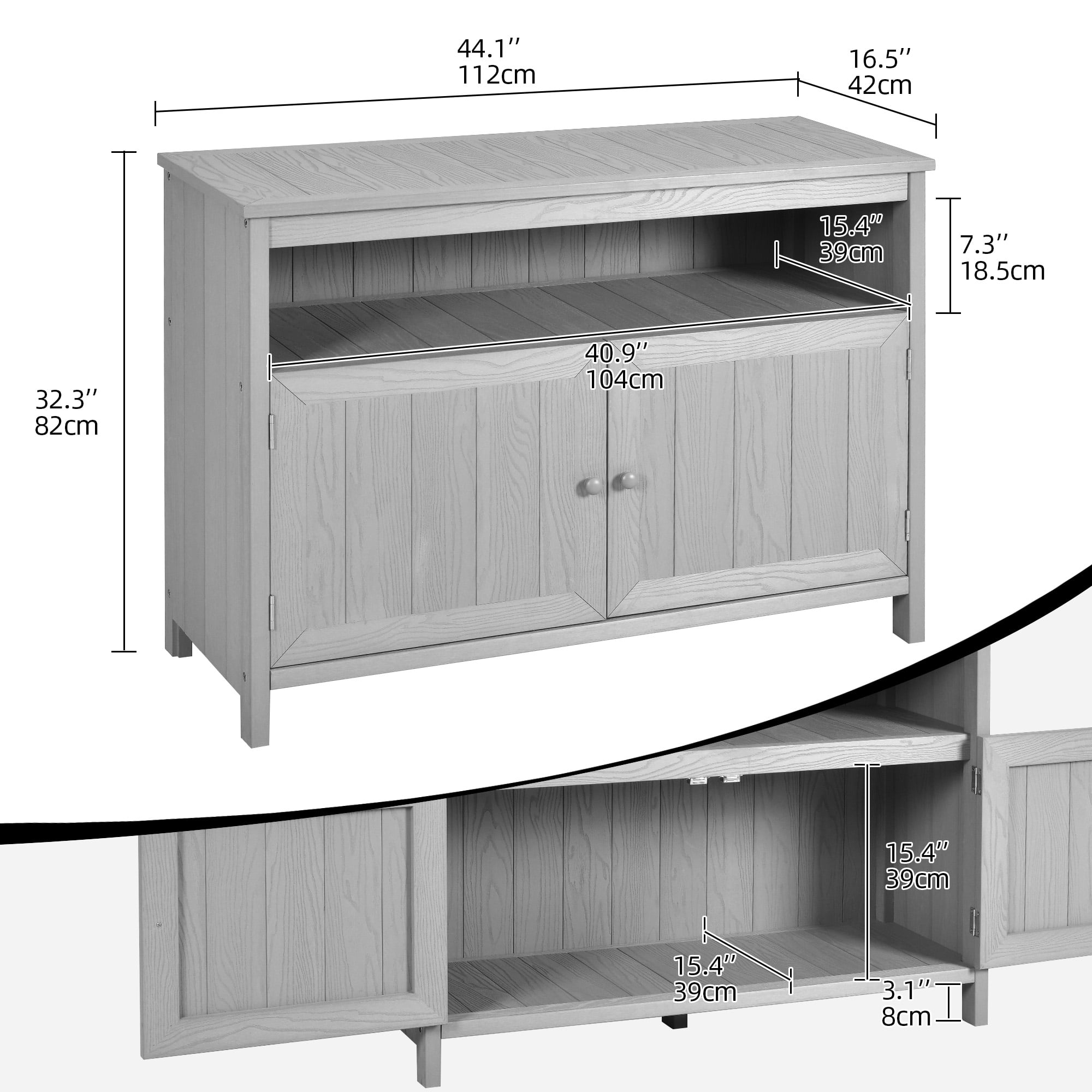 DEXTRUS Patio Outdoor Console Sideboard Buffet Cabinet,Plastic Wooden Storage Cabinet - Gray