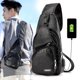 thumbnail image 1 of Sling Bag For Men Women,Leather Sling Bag,Shoulder Backpack Chest Bags Crossbody Daypack With USB Hole For Hiking Camping Outdoor Trip, 1 of 7
