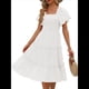 thumbnail image 1 of Vestido Midi Informal de Verano para Mujer, con Mangas Abullonadas, Cuello Cuadrado y Fruncido XL, 1 of 9
