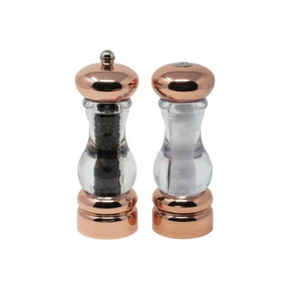 Chef Specialties 90055 Burnished Copper Pepper Mill and Salt Shaker Set with Rack, 5in.