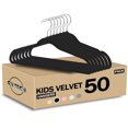 thumbnail image 1 of GVTECH Ganchos de terciopelo para ni&ntilde;os,[50 unidades] perchas de tela para ni&ntilde;os y ni&ntilde;os peque&ntilde;os duraderas para armario, ganchos antideslizantes de 360&amp, 1 of 6