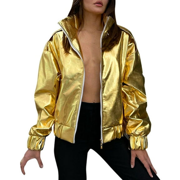 Yindaity Womens Jackets Casual Women's Lightweight Pocket Zip-Up Hoodie Jacket for Women with Plus Size (Gold,M)
