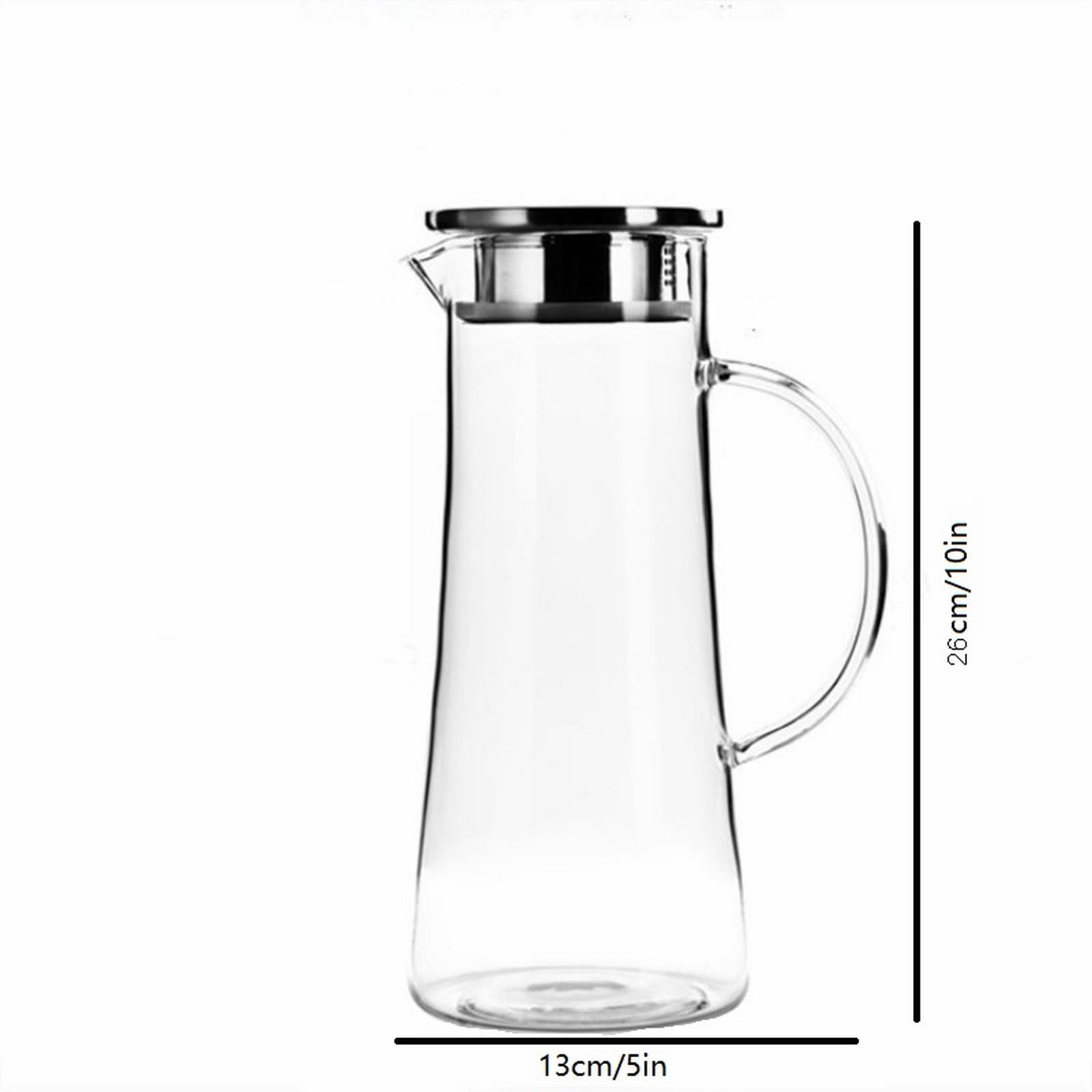 Jierger Clearance 52 oz Glass Pitcher with Lid Glass Carafe with Handle and Spout Iced Tea Glass Pitcher Heat Glass Water Glass Jug Pitcher for Fridge Lemonade Hot Cold Water Iced Tea Juice Coffee