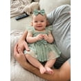 thumbnail image 4 of Cenuakty Baby 0-18M Girl Summer Outfit Floral Embroidery Sleeveless Tulle Romper Dress Bow Headband 2 Piece Set, 4 of 9