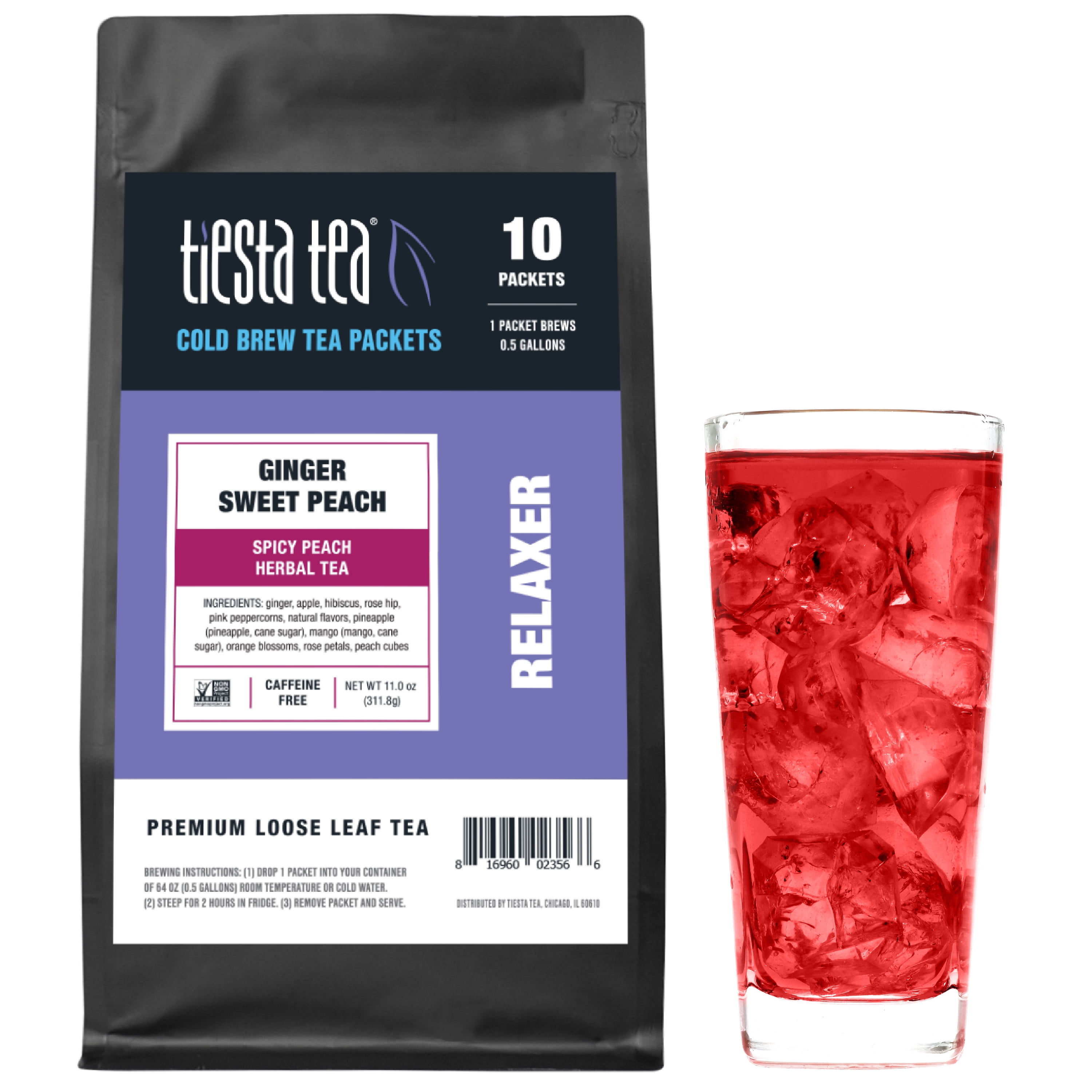 Tiesta Tea Ginger Sweet Peach Cold Brew Tea, Spicy Peach Herbal Tea