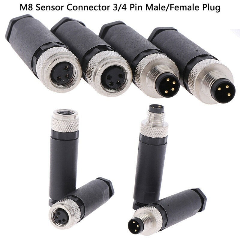 1Pc M8 Sensor Connector 3/4 Pin Male/Female Straight Angle PluDS 