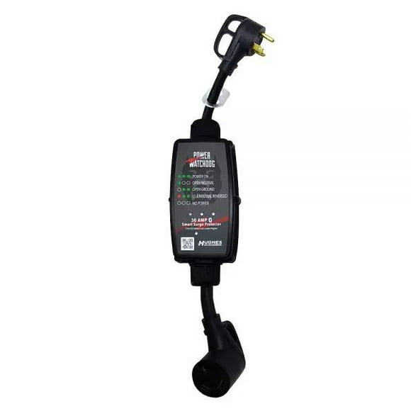 Hughes Auto Surge Protector PWD30 Portable; 2400 Joules Of Advanced Surge Protection; 30 Amp; Bluetooth Connectivity; With Fault Indicator Light; With Plug Head Handle Grip