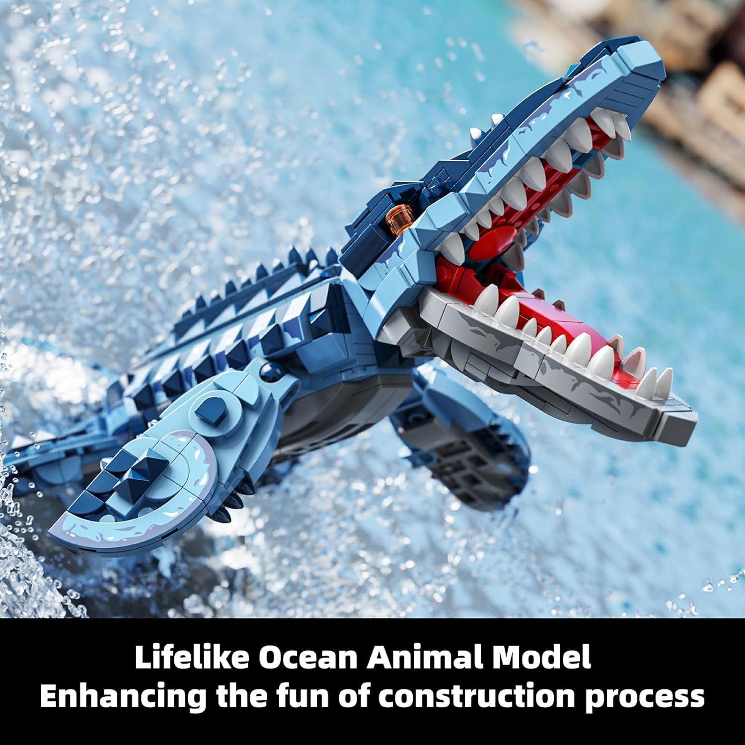 Mosasaurus Dinosaur Building Blocks Set, 805 PCS Dinosaur World Building Toy, Jurassic Ocean Animal Model Collection Toys for Home Decor