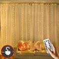 thumbnail image 1 of PENGXIANG 9.8*9.8ft 300 LED Curtain Lights with Remote Control  8 Modes USB Starry String Light  Icicle light  Fairy Light  Curtain light  Decorative Lighting for Room  Garden  Wedding  P, 1 of 9