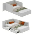 thumbnail image 1 of Twin daybed with 2 storage drawers, Corner Bed frame with Extended headboard and Bed Rails, Velvet Upholstered Sofa Bed with Guardrail for Bedroom, Guest Room, Adjustable installation, Light Gr, 1 of 8