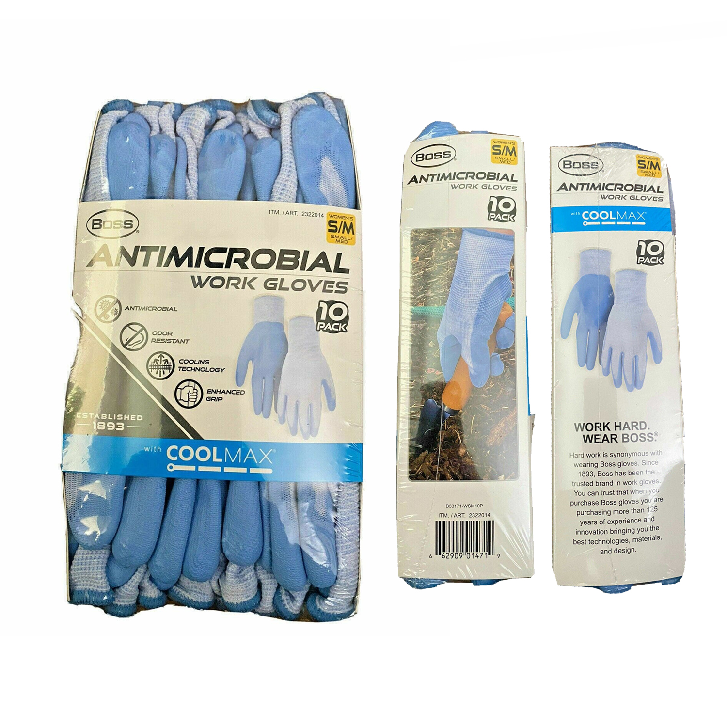 Boss Antimicrobial Work Gloves for Women, s/m