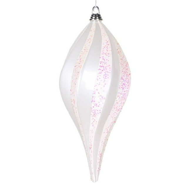 8 Po. Ornement en Forme de Goutte Pailleté Bonbon Blanc