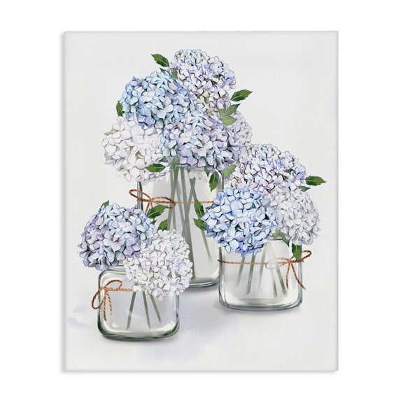 Stupell Industries French Country Delicate Hydrangea Blossoms Arrangement Glass Jars Illustration Canvas Art, 16 x 20, by Ziwei Li