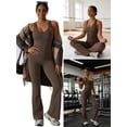 thumbnail image 2 of KEFIRLILY Women's Sleeveless Flared Jumpsuit - U-Neck Open Back Yoga Jumpsuit with Removable Pads, Cloud-Like Nylon-Spandex Brushed Fabric, Tummy Control Workout Bodysuit for Casual & Active Wear, 2 of 7