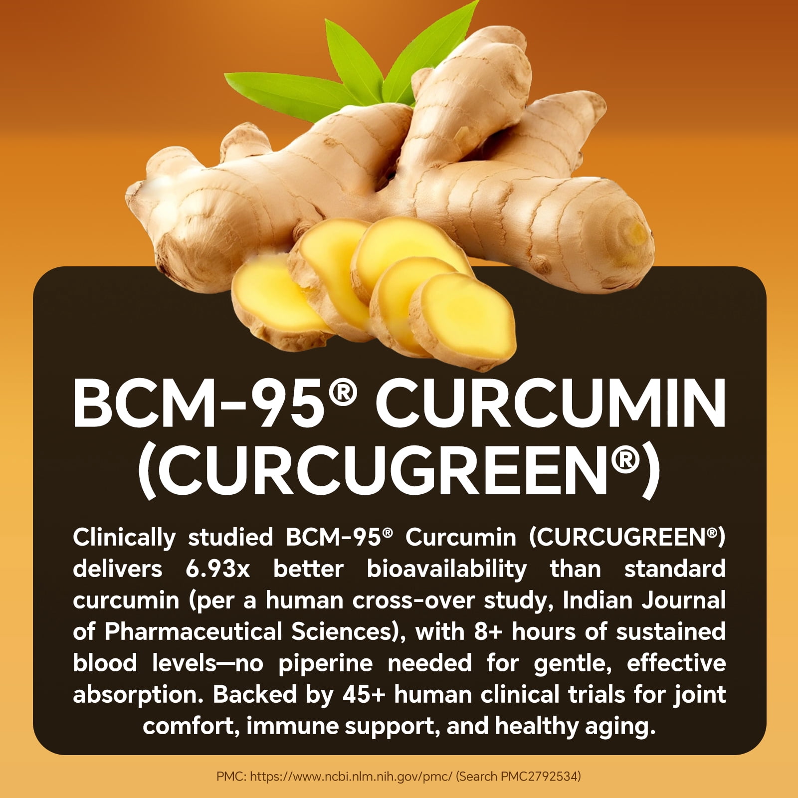 Turmeric Curcumin Supplement BCM-95® Curcuminoids- 600mg Organic Turmeric with Vitamin D3 Per Serving High Absorption-Non-GMO Tumeric Capsules for Joint Support, Bottled in USA - 60 Capsules