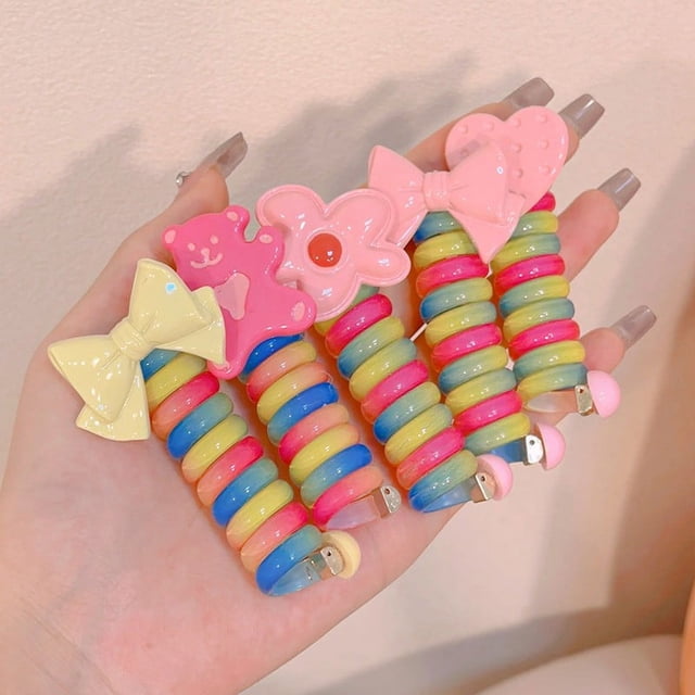 Fiudx Bandas En Pelo, Pinzas En Estilo Elegante, Cable En Teléfono, Coleteros Duraderos, Coleteros Multicolor En Niños, Accesorios En Día a Día, Diseño Elástico