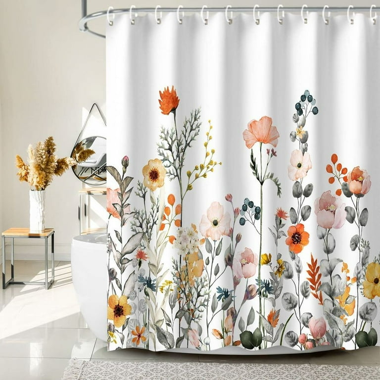 Shower Curtains W Storage Shower Curtain Transparent Floral Shower Curtain  70x70 Inch With 12 Hooks Waterproof Shower Curtain Bathroom Long Shower