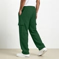 thumbnail image 6 of EANJE Men's Cargo Sweatpants Straight Wide Leg Sweat Pants with Pockets Open Bottom Elastic Drawstring Waist Joggers Pants for Winter Daily​ Warm Wear Green M, 6 of 8