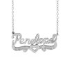 Personalized Name Necklace with Beading and Rhodium on Name and Heart
