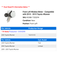thumbnail image 2 of Front Left Window Motor - Compatible with 2010 - 2015 Toyota 4Runner 2011 2012 2013 2014, 2 of 2