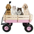 thumbnail image 6 of Outdoor Wagon All Terrain Pulling Metal Base& Wooden Guardrail ,Long Service Life, Wood Railing Air Tires Children Kid Garden, Pink, 6 of 9
