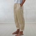 thumbnail image 5 of KALE Linen Pants Women Womens Wide Leg Cotton Straight Pocket Casual Women's High Waist Fashionable Drawstring Elastic Comfortable Womens Pants Blue, 5 of 8