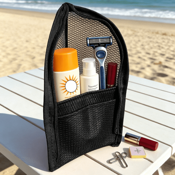 Bxaolu Standing Toiletry Bag, Portable Lightweight Travel Toiletry Bag, Mesh Large Capacity Cosmetic Waterproof Bag,Foldable Clear Hanging Travel Toiletry Bag Cosmetic Organiser Storage(Black)