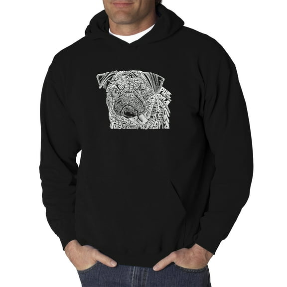 LA Pop Art Men's Word Art Hooded Sweatshirt - Pug Face