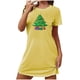 thumbnail image 2 of Camisón corto navideño para mujer, talla grande, cuello redondo, manga corta, estampado en el pecho, vestido de noche para mujer, 2 of 3
