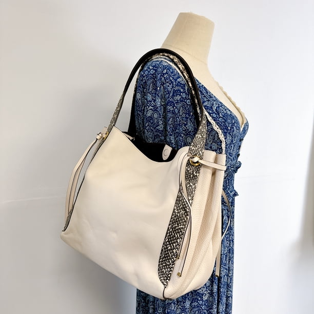 COACH 53355 Harmony Hobo In Colorblock With Snakeskin Detail Chalk