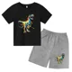 thumbnail image 3 of 2024 Nuevo traje de camiseta con estampado de grafiti para niños, diseño de dinosaurio, camiseta estampada + pantalones cortos, 2 piezas, conjunto de moda para niños y niñas, 3 of 5