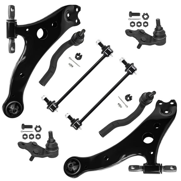 Detroit Axle - Front End 8pc Suspension Kit for 2007-2011 Toyota Camry, 2 Lower Control Arms 2 Ball Joints 2 Outer Tie Rods 2 Sway Bars Replacement USA Built