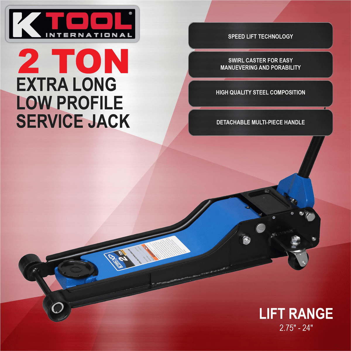 K Tool International 2 Ton Floor Jack, 4,000 lbs. Capacity