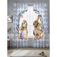 thumbnail image 2 of Easter Bunny Sheer Curtains 84 Inch Length 2 Panels Set Window Treatments, Spring Easter Eggs Chick Floral Blue Check Rod Pocket Semi Curtains for Living Room/Bedroom/Kitchen Décor, 104"W x 84"L, 2 of 7