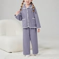 thumbnail image 2 of Jalioing Girls 2 Piece Lounge Set Cute Button Down Shirt and Pants Pajama Set Comfy Sherpa Fleece Sleepwear, 2 of 6